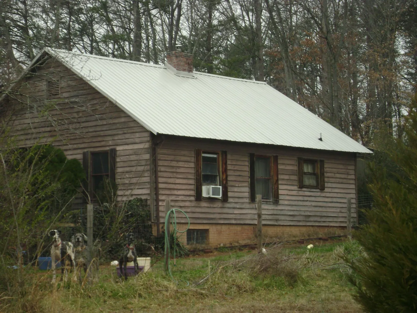 White metal roof on an old wood sided farmhouse, from a Asphalt Shingle Roof Repair job in West Farmington